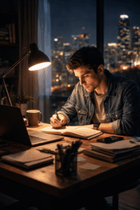 working late at night