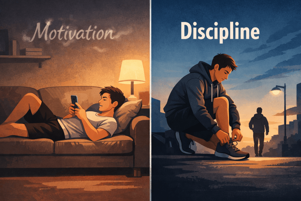 Visual contrast between motivation and discipline