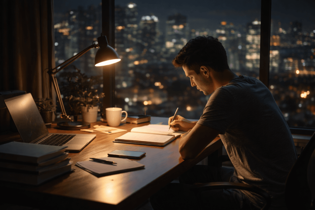 Late-night work in the city